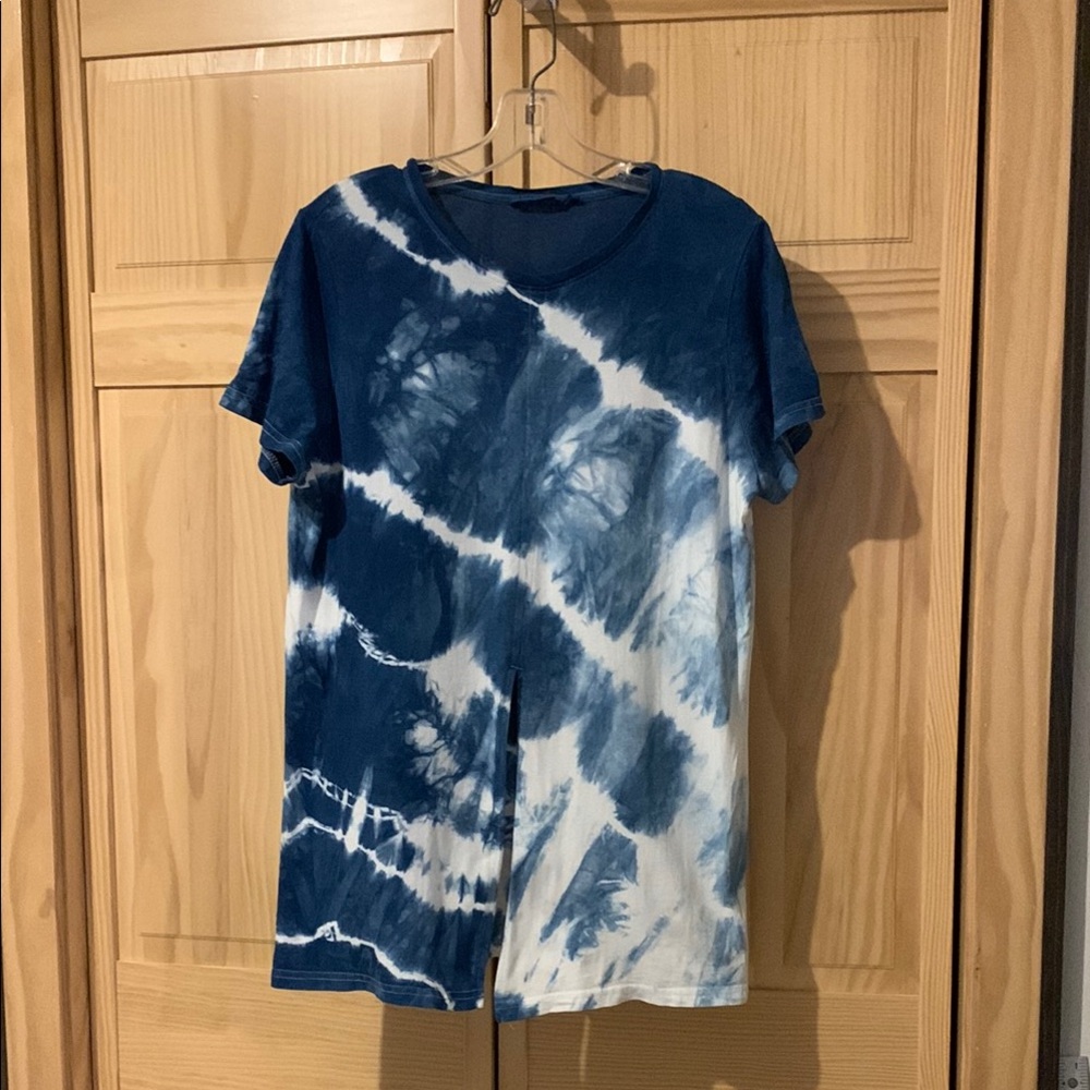 The Upside Indigo-dyed Cotton T-Shirt with Sexy Split on the Bottom Front